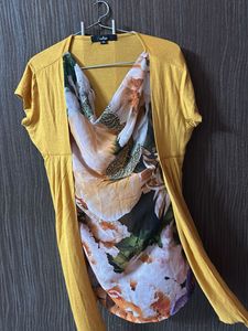 Yellow Floral Print Tunic Top
