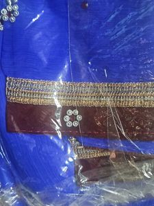 Royal Blue Embroidered Saree
