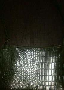 Green Croc Embossed Shoulder Bag
