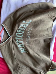 H&amp;M Brown Graphic Cropped Sweatshirt