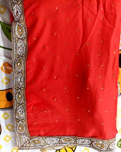 Price Reduced! Heavy Work Net Saree Without Blouse