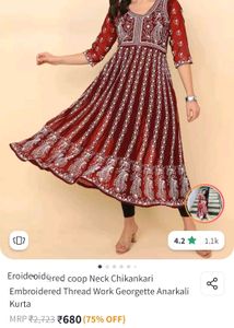 🌷Rust Chikankari Anarkali Kurta!