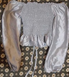 Metallic Silver Crop Top