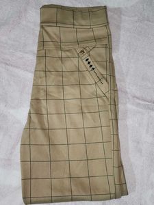 Beige Plaid Trousers