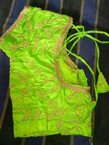Parrot Green 💚 Colour Embroidery Stitched Blouse