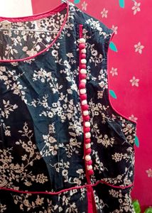 Ethical Black Floral Kurta