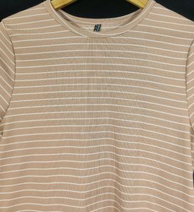 Tokyo Talkies Peach Striped Crop Top (Women)