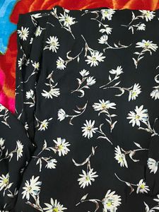 Floral Print Black Dress