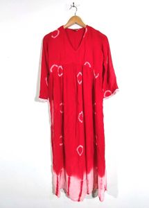 Red Printed Kurta (Women's)