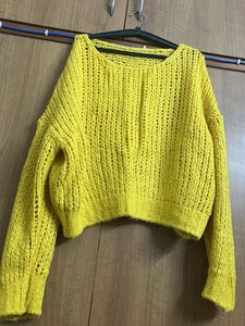 Yellow Knit Sweater ( Free Size Upto 2xl)