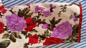 Floral Red - Off White Churidar Top