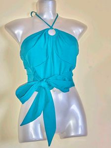 🆕 Piece Size S/M Teal Halter Tie Top