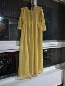 Yellow Embroidered chikankari Anarkali Dress