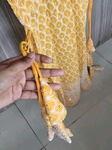 Bright Yellow Printed Cotton Dress