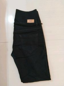 High Waisted Black Jeans with Bow