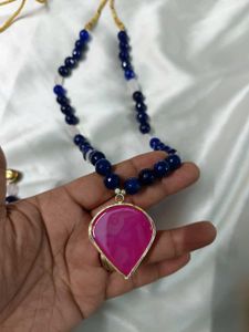 Blue-pink Necklace Set