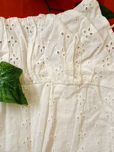 Embroidered Women White Tank Top