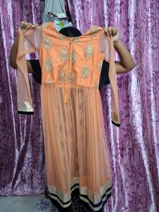Peach Embroidered Anarkali Dress