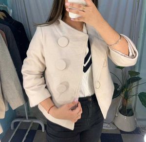 Cream Cropped Peacoat