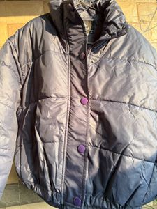 Blue Cropped Puffer Jacket for Women