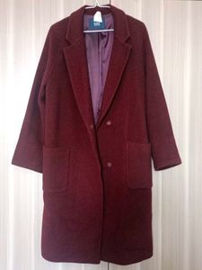 Burgundy Wool Blend Coat