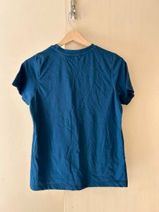 Teal Blue Eyelet Detail T-Shirt