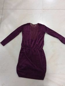 Y2K Straight Velvet Dress With Net Back