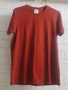 Zara Men's Basic Rust Red T-shirt (Single)