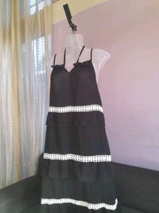 Black Tiered Halter Dress
