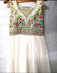 Price Drop!!! Heavy Embroidery White Anarkali Gown