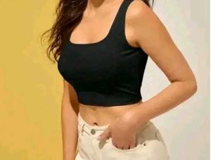 Black Square Neck Tank Top