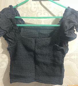 Black Smocked Top