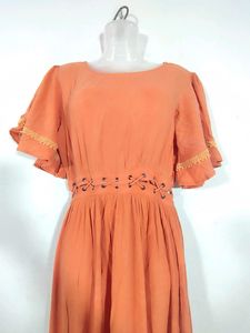 Koovs Orange Backless Dress ( Women)