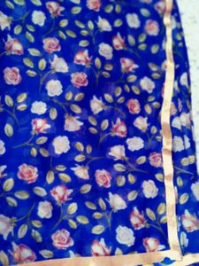 Blue Floral Printed Saree 2