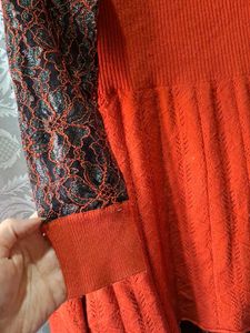 red Knit winter dress for girls