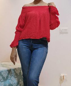 Forever 21 Red Off Shoulders Top