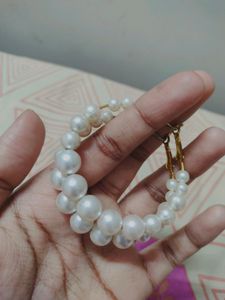 Trendy White Pearl Hoop Earrings ✨✨🌟