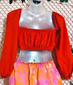 SizeS/M/L🎁Buy 2 Get 1 Free 🎁 Red Tie-Front Top