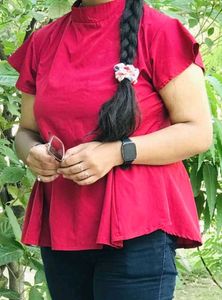 Flared Red Top – Chic &amp; Comfy