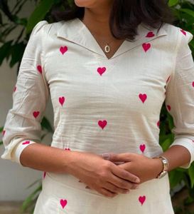 Heart Print Kurta Set