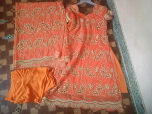 Orange bridal Embroidered Salwar Suit