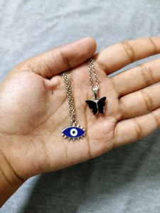 Evileye,Butterfly Necklace And Two Pair Earring Co