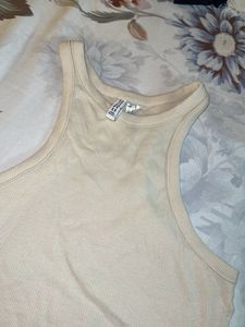 H&amp;M Beige Tank And Black Pearl Top
