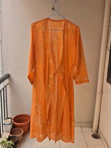 Orange Embroidered Cover-Up