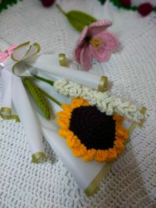 Crochet Sunflower and lavender flower Bouquet
