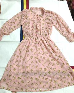 Pink Floral Ruffle Dress