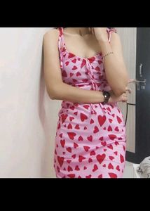 Pink Heart Print Dress