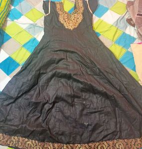 Elegant Black Embroidered Anarkali