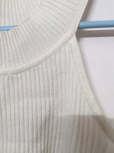 White Ribbed Halter Tank