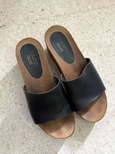 Aldo Black Leather Wedges